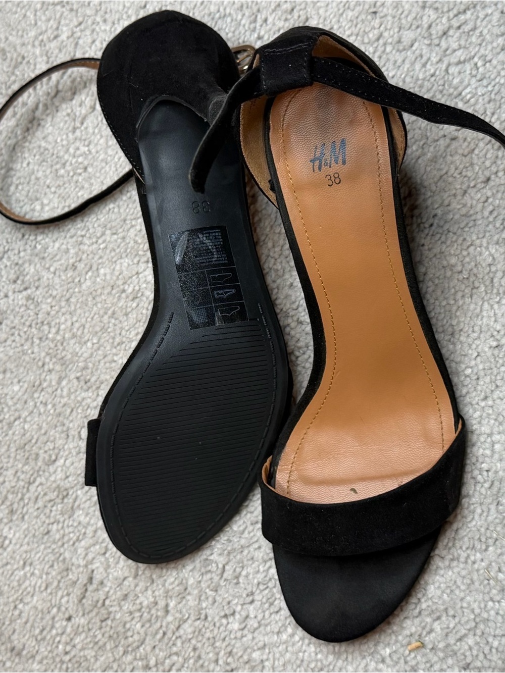 H&M Black Ankle-Strap Open-Toe Heels